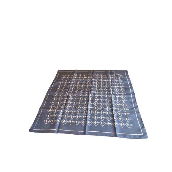 Vitg Square Scarf Moroccan Geometric Blue White Neck Wrap Bandana Italian Made - Picture 2 of 7